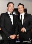 Jimmy Fallon and Jimmy Kimmel in the audience during the Academy of Television Arts &amp; Sciences 63rd Primetime Emmy Awards