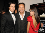 (L-R) Ian Somerhalder, Mark Burnett and Lea Michele backstage