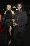 Krista Hann, award winner for makeup in Shogun, and Chris Gees arrive at the 76th Creative Arts Emmy Awards Governors Gala