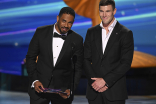 Damon Wayans Jr. and Austin Stowell present the award for Outstanding Stunt Performance at the 76th Creative Arts Emmy Awards