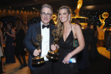 John Oliver from Last Week Tonight With John Oliver and Kate Norley at the 75th Emmy Awards Governors Gala