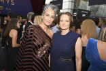 Alexandra Hedison and Jodie Foster of True Detective: Night Country on the red carpet at the 76th Emmy Awards 