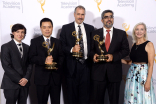 Josh Brener, Zhou Wang, Alan Bovik, Hamid Sheikh, and Wendy Aylesworth at the 2015 Engineering Emmys at the Loews Hotel in Los Angeles, October 28, 2015.