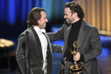 Leo Birenberg and Zach Robinson of Weird: The Al Yankovic Story accepts the award for Outstanding Music Composition For A Limited Or Anthology Series, Movie Or Special at the 75th Creative Arts Emmy Awards 