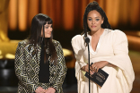 Kiersey Clemons and Devery Jacobs present the award for Outstanding Picture Editing For a Limited Or Anthology Series Or Movie at the 75th Creative Arts Emmy Awards