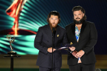 Adam Pally and Jon Gabrus present the award for Outstanding Short Form Animated Program at the 2022 Creative Arts Emmy Awards.