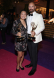 Kimberly Tang and Nolan Borkenhagen of Home Before Dark at the 2022 Creative Arts Emmy Awards Governors Gala.