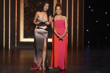 Necar Zadegan and Robin Thede present an award at the 2019 Creative Arts Emmys.