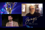 Drew Scott presents the award for Outstanding Production Design For A Narrative Period Or Fantasy Program (One Hour Or More) to Martin Childs for The Crown on Night Five of the Creative Arts Emmys.