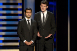 Presenters Kumail Nanjiani and Zach Woods at the 2014 Primetime Creative Arts Emmys.