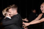 Derek Hough, Travis Wall and Cat Deely backstage at the 2015 Creative Arts Emmy Awards.