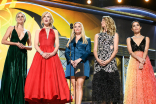 Shailene Woodley, Nicole Kidman, Reese Witherspoon, Laura Dern and Zoe Kravitz present at the 69th Emmy Awards. 