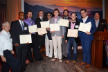 Stuart Bass, Hudson H. Smith III, John M. Larson, Robert M. Malachowski, William Fabian Castro, Robby Thompson, Eric B. Shanks, Noel Guerra, James Munoz and Scott Boyd at the Picture Editors Nominee Reception in North Hollywood, California.