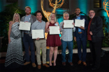 Nominees show off their certificates at the Animation and Children&#039;s Programming Nominee Reception August 28, 2015, at the Montage in Beverly Hills, California.