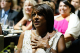 Governor&#039;s Award recipient Pat Harvey reacts at the 67th Los Angeles Area Emmy Awards July 25, 2015, at the Skirball Cultural Center in Los Angeles, California.