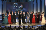 The team from Succession accepts the award for Outstanding Drama Series at the 75th Emmy Awards