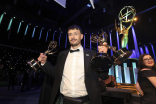 Richard Gadd of Baby Reindeer with his awards for Outstanding Writing For A Limited Or Anthology Series Or Movie, Outstanding Lead Actor In A Limited Or Anthology Series Or Movie, Outstanding Limited Or Anthology Series at the 76th Emmy Awards Governors G